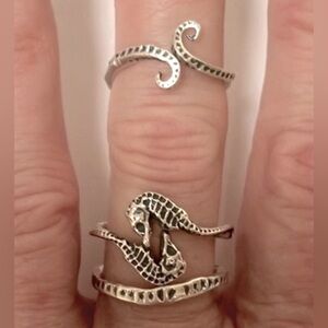 Sterling Silver Seahorse Stackable Ring Set of 3